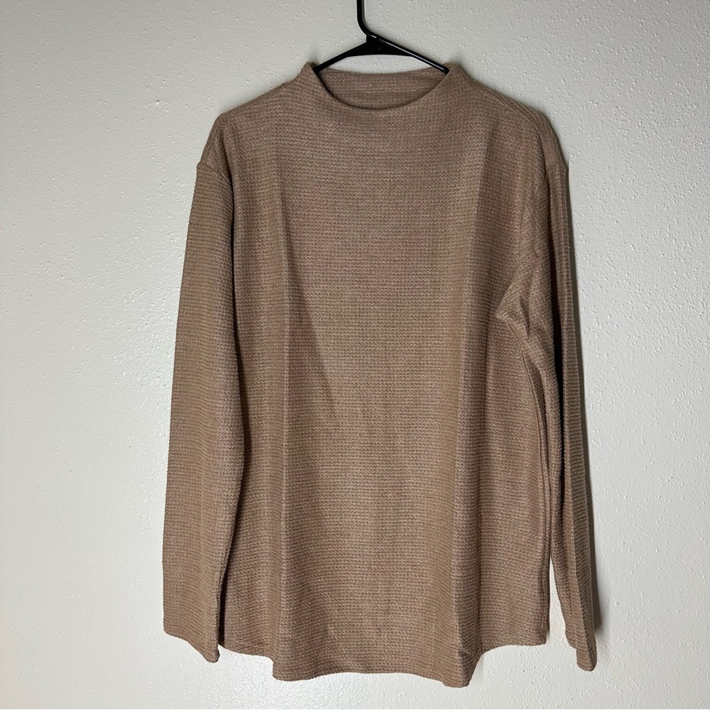 Lands' End Light Brown Textured Knit Top